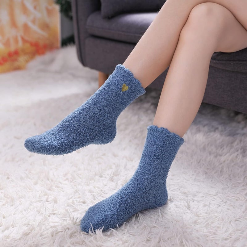 LINEMIN Womens Fuzzy Socks Cozy Fluffy Winter Warm Slipper Socks Microfiber Soft Home Sleeping Socks - Image 2